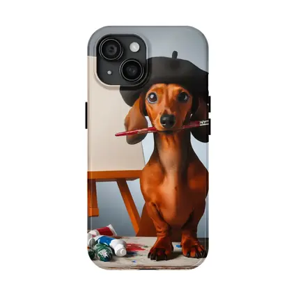 Dachshund Artist Beret Paintbrush Studio Art