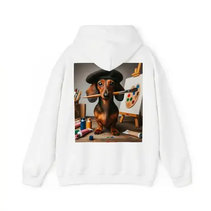 Dachshund Artist Wearing Beret With Paintbrush