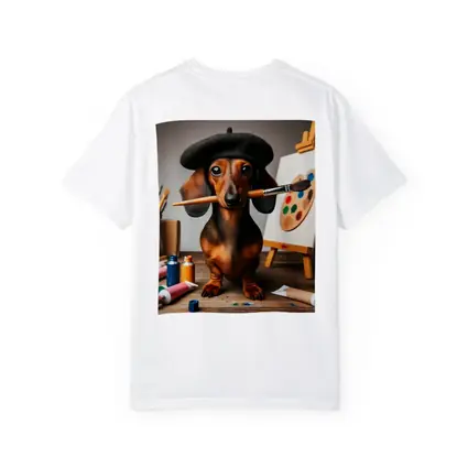 Dachshund Artist Wearing Beret With Paintbrush