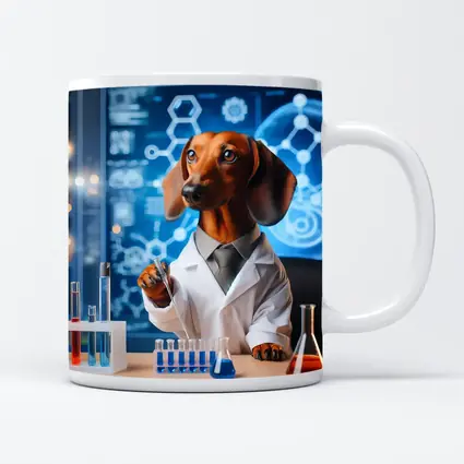Dachshund Scientist Lab Coat Blue Laboratory