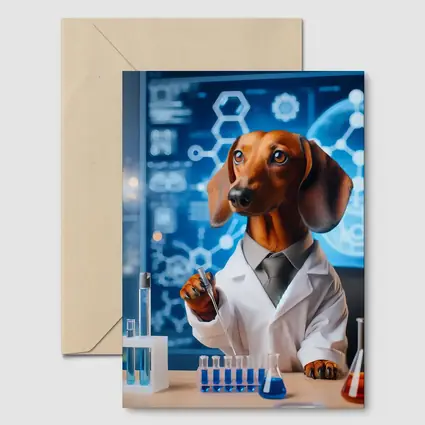 Dachshund Scientist Lab Coat Blue Laboratory