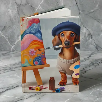 Dachshund Artist Painter With Colorful Canvas