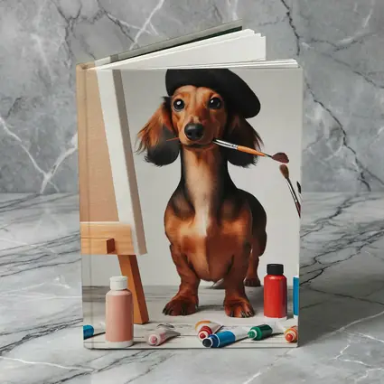 Dachshund Artist Painting With Beret