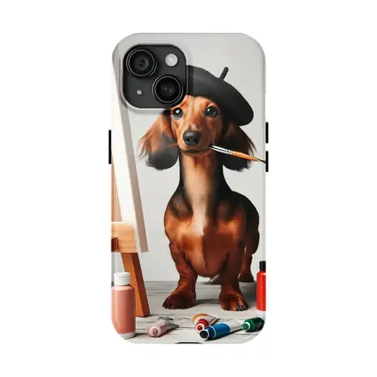 Dachshund Artist Painting With Beret