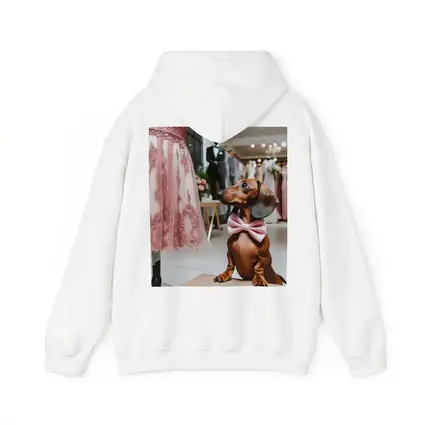 Dachshund With Pink Bow In Bridal Boutique