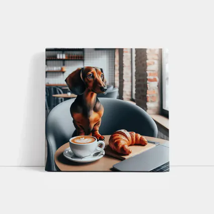 Dachshund Dog Coffee Shop Cafe Art