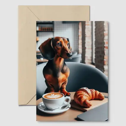 Dachshund Dog Coffee Shop Cafe Art