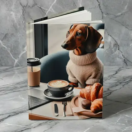 Dachshund Dog Coffee Shop Croissant Morning