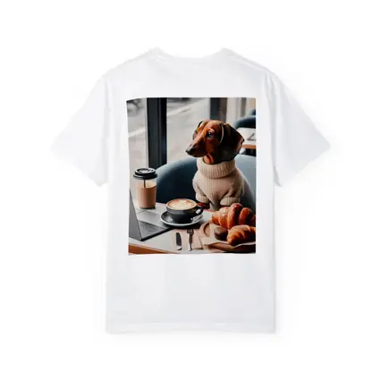 Dachshund Dog Coffee Shop Croissant Morning