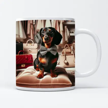 Dachshund With Bow Tie In Fashion Closet