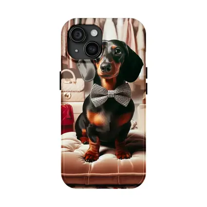 Dachshund With Bow Tie In Fashion Closet