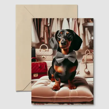 Dachshund With Bow Tie In Fashion Closet