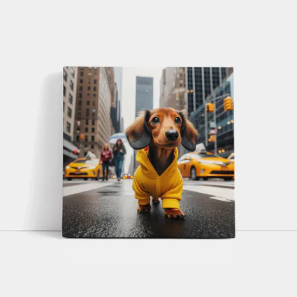 Dachshund Yellow Hoodie New York City Street