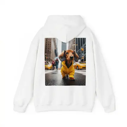 Dachshund Yellow Hoodie New York City Street