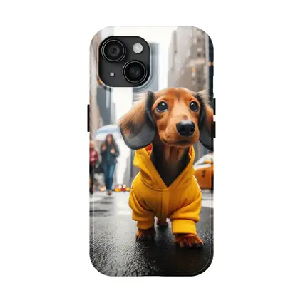 Dachshund Yellow Hoodie New York City Street