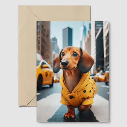 Dachshund Yellow Coat New York City Street