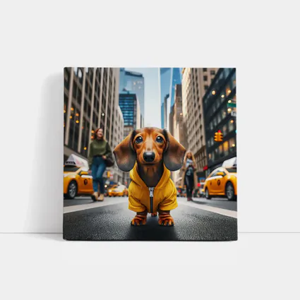Dachshund Yellow Hoodie New York City Street