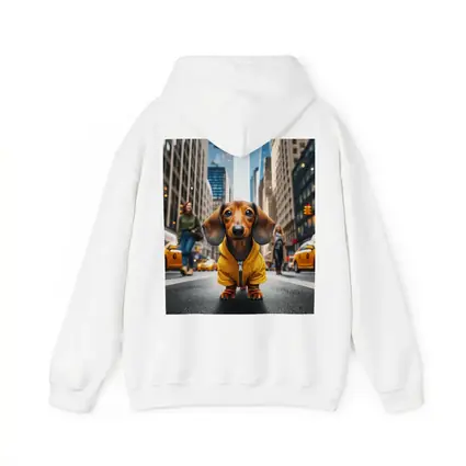 Dachshund Yellow Hoodie New York City Street