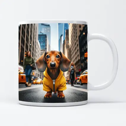 Dachshund Yellow Hoodie New York City Street