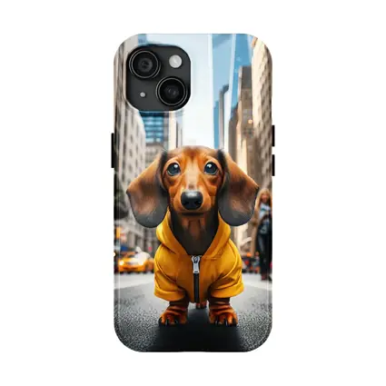 Dachshund Yellow Hoodie New York City Street