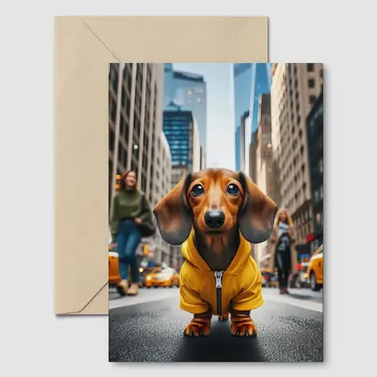 Dachshund Yellow Hoodie New York City Street