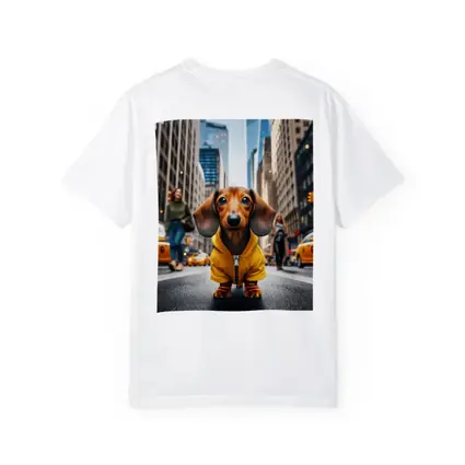 Dachshund Yellow Hoodie New York City Street