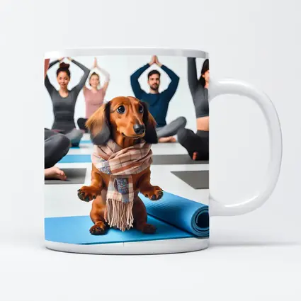 Dachshund Wearing Scarf at Yoga Class