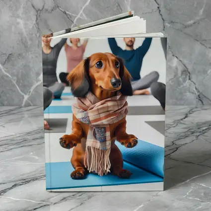 Dachshund Wearing Scarf at Yoga Class