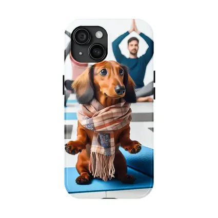 Dachshund Wearing Scarf at Yoga Class