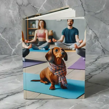 Dachshund Dog Wearing Scarf at Yoga Class