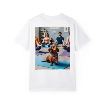 Dachshund Dog Wearing Scarf at Yoga Class