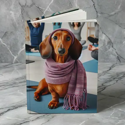 Dachshund Wearing Scarf In Yoga Class