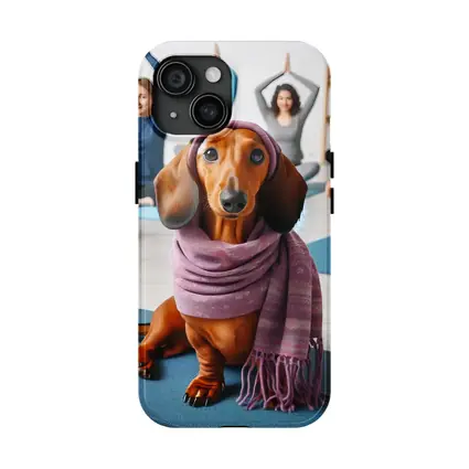 Dachshund Wearing Scarf In Yoga Class