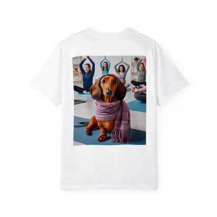 Dachshund Wearing Scarf In Yoga Class