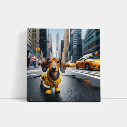 Dachshund Dog Yellow Outfit New York City