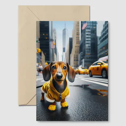Dachshund Dog Yellow Outfit New York City