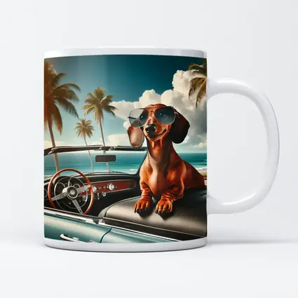 Dachshund Dog Sunglasses Retro Convertible Beach