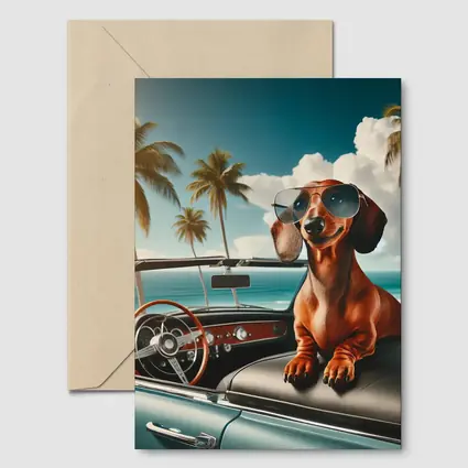 Dachshund Dog Sunglasses Retro Convertible Beach