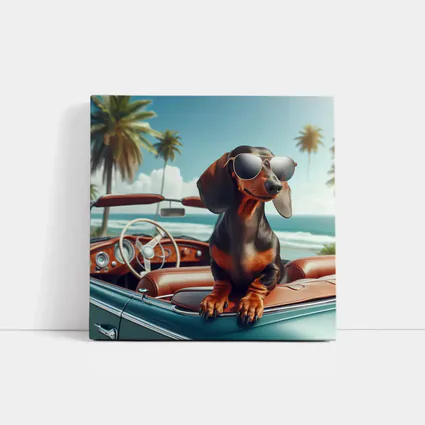 Dachshund Dog Sunglasses Vintage Convertible Beach