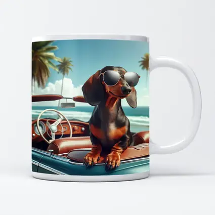 Dachshund Dog Sunglasses Vintage Convertible Beach