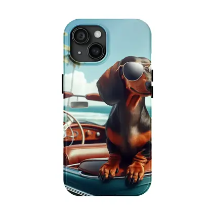 Dachshund Dog Sunglasses Vintage Convertible Beach