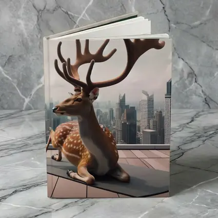 Spotted Deer Doing Yoga City Skyline