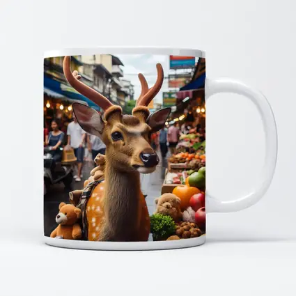 Deer With Antlers At Asian Street Market