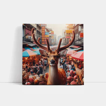 Deer Stag In Colorful Bangkok Street Market