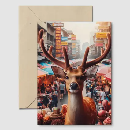 Deer Stag In Colorful Bangkok Street Market
