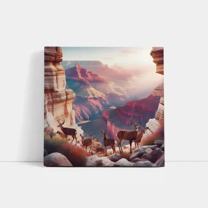 Deer Herd Grand Canyon Sunrise Landscape