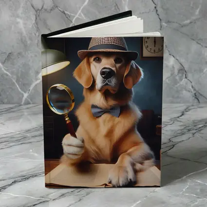 Golden Retriever Detective Dog With Magnifying Glass