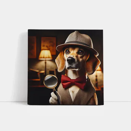 Detective Beagle Dog With Magnifying Glass