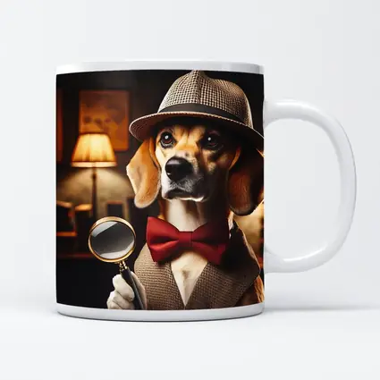 Detective Beagle Dog With Magnifying Glass