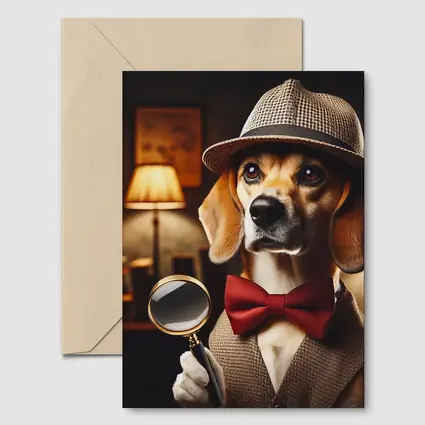 Detective Beagle Dog With Magnifying Glass